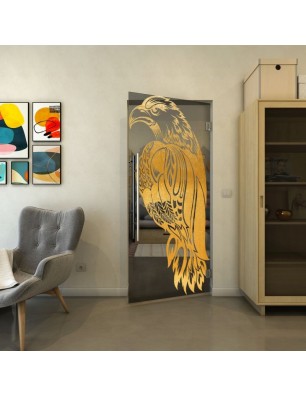 Pendeltür - Fineprint Model 122 Gold auf Grauglas