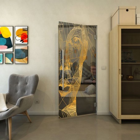 Pendeltür - Fineprint Model 123 Gold auf Grauglas