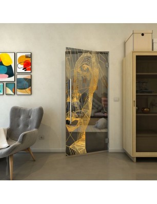 Pendeltür - Fineprint Model 123 Gold auf Grauglas