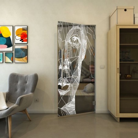 Pendeltür - Fineprint Model 123 Weiss auf Grauglas