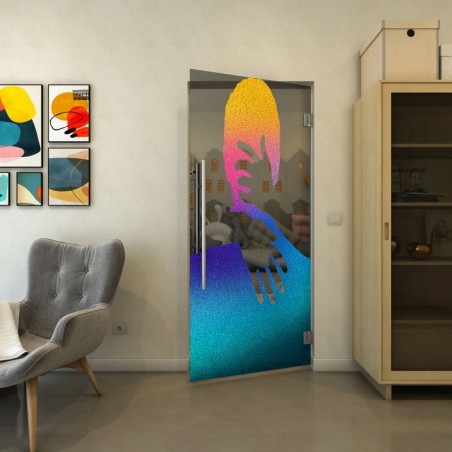 Pendeltür - Fineprint Model 124 Verlauf auf Grauglas