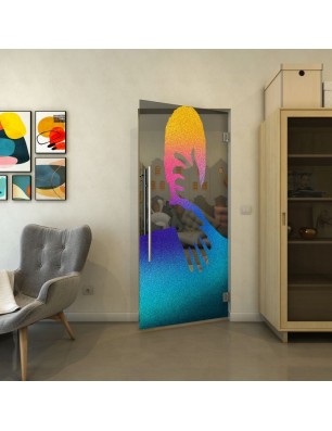 Pendeltür - Fineprint Model 124 Verlauf auf Grauglas