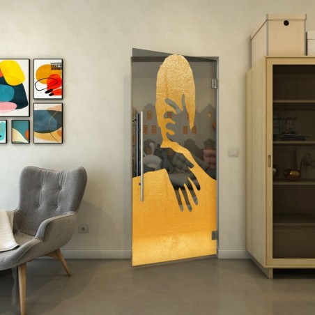 Pendeltür - Fineprint Model 124 Gold auf Grauglas