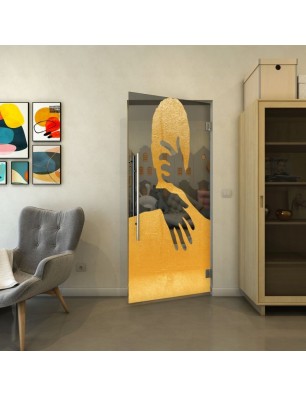 Pendeltür - Fineprint Model 124 Gold auf Grauglas