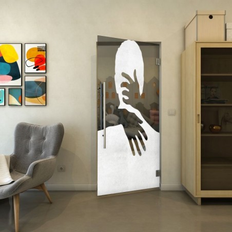 Pendeltür - Fineprint Model 124 Weiss auf Grauglas