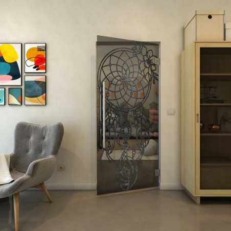 Pendeltür - Fineprint Model 125 Schwarz auf Grauglas