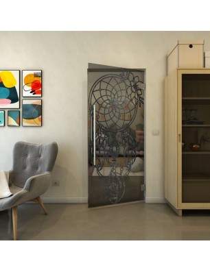 Pendeltür - Fineprint Model 125 Schwarz auf Grauglas