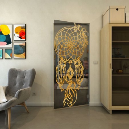 Pendeltür - Fineprint Model 125 Gold auf Grauglas