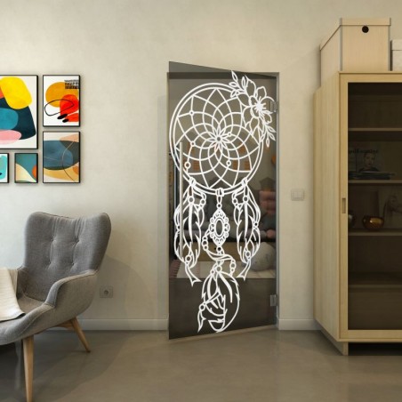 Pendeltür - Fineprint Model 125 Weiss auf Grauglas