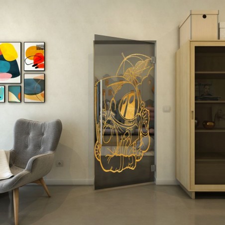 Pendeltür - Fineprint Model 126 Gold auf Grauglas
