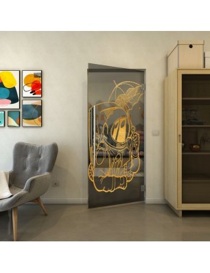 Pendeltür - Fineprint Model 126 Gold auf Grauglas