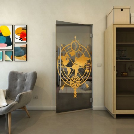 Pendeltür - Fineprint Model 127 Gold auf Grauglas