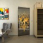 Pendeltür - Fineprint Modell 127 Gold auf Grauglas