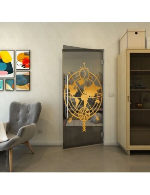 Pendeltür - Fineprint Model 127 Gold auf Grauglas