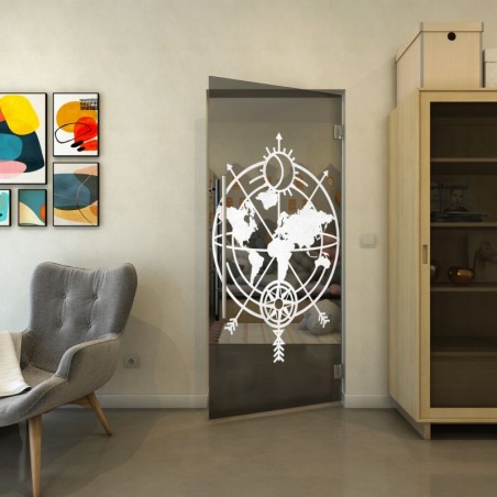 Pendeltür - Fineprint Model 127 Weiss auf Grauglas