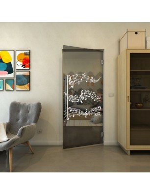 Pendeltür - Fineprint Model 128 Weiss auf Grauglas