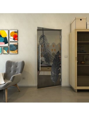 Pendeltür - Fineprint Model 129 Schwarz auf Grauglas