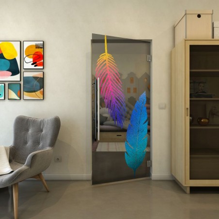 Pendeltür - Fineprint Model 129 Verlauf auf Grauglas