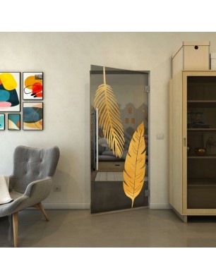 Pendeltür - Fineprint Model 129 Gold auf Grauglas