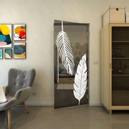 Pendeltür - Fineprint Model 129 Weiss auf Grauglas