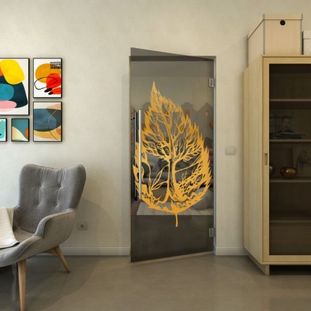 Pendeltür - Fineprint Model 130 Gold auf Grauglas