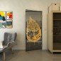 Pendeltür - Fineprint Modell 130 Gold auf Grauglas