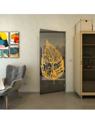 Pendeltür - Fineprint Model 130 Gold auf Grauglas