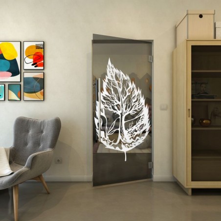 Pendeltür - Fineprint Model 130 Weiss auf Grauglas