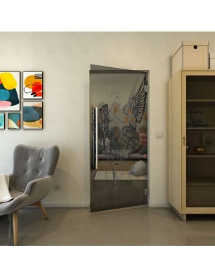 Pendeltür - Fineprint Model 131 Schwarz auf Grauglas