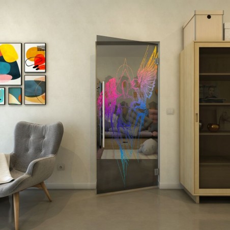 Pendeltür - Fineprint Model 131 Verlauf auf Grauglas