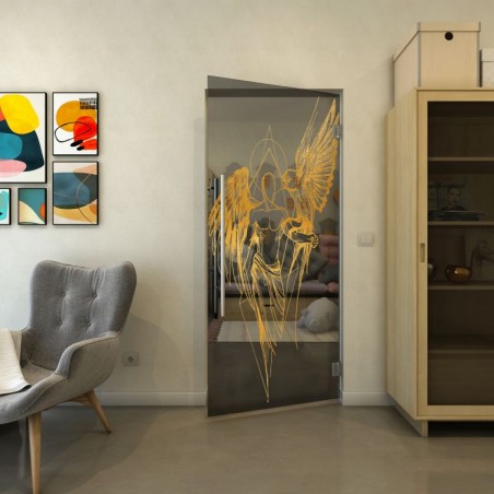 Pendeltür - Fineprint Model 131 Gold auf Grauglas