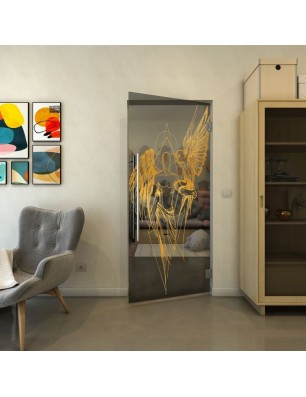 Pendeltür - Fineprint Model 131 Gold auf Grauglas