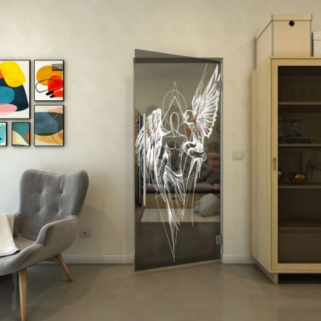 Pendeltür - Fineprint Model 131 Weiss auf Grauglas