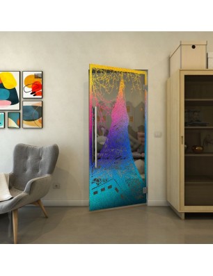 Pendeltür - Fineprint Model 132 Verlauf auf Grauglas