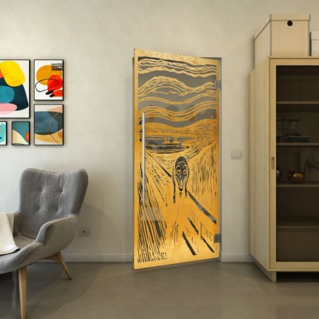 Pendeltür - Fineprint Model 133 Gold auf Grauglas