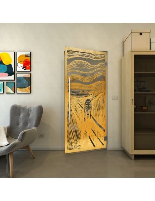 Pendeltür - Fineprint Model 133 Gold auf Grauglas