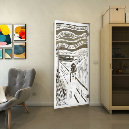 Pendeltür - Fineprint Model 133 Weiss auf Grauglas