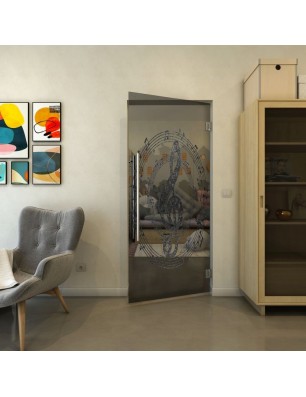 Pendeltür - Fineprint Model 134 Schwarz auf Grauglas