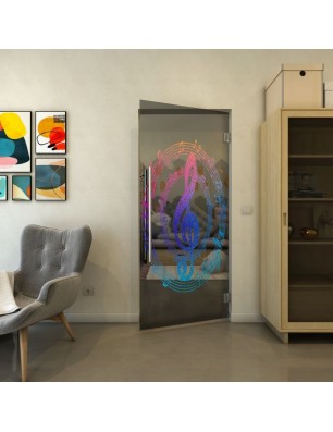 Pendeltür - Fineprint Model 134 Verlauf auf Grauglas