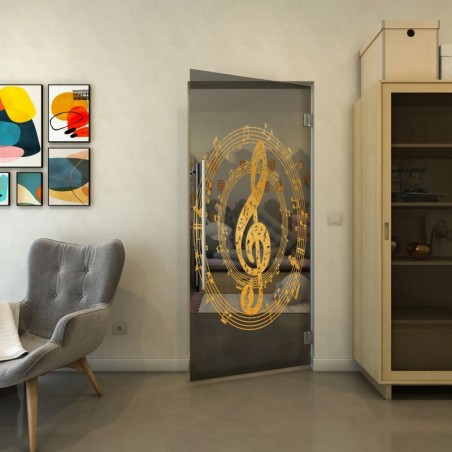 Pendeltür - Fineprint Model 134 Gold auf Grauglas