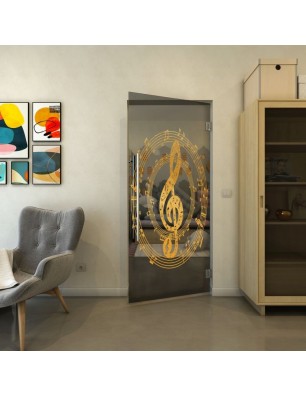 Pendeltür - Fineprint Model 134 Gold auf Grauglas