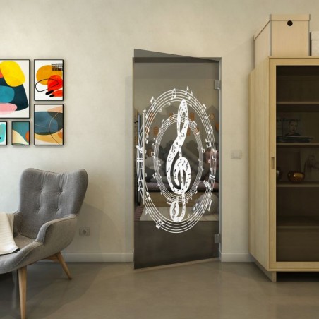 Pendeltür - Fineprint Model 134 Weiss auf Grauglas