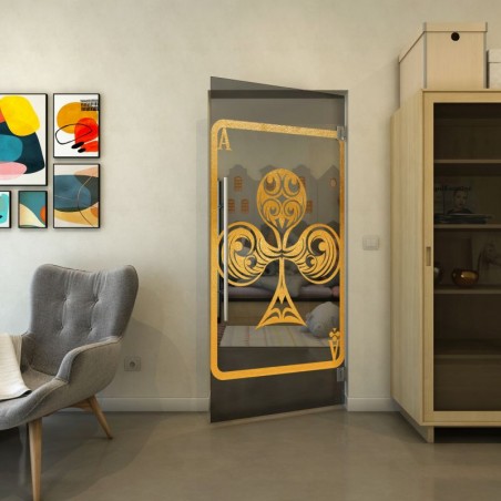 Pendeltür - Fineprint Model 135 Gold auf Grauglas