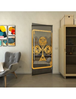 Pendeltür - Fineprint Model 135 Gold auf Grauglas