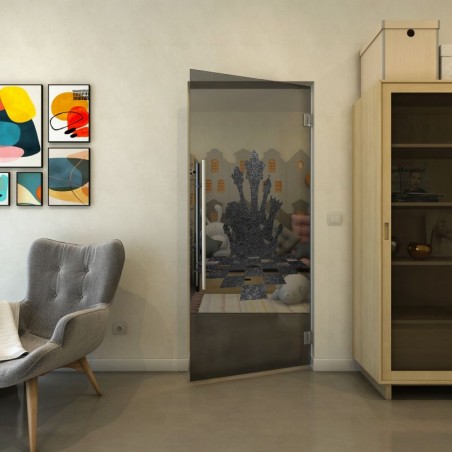 Pendeltür - Fineprint Model 136 Schwarz auf Grauglas