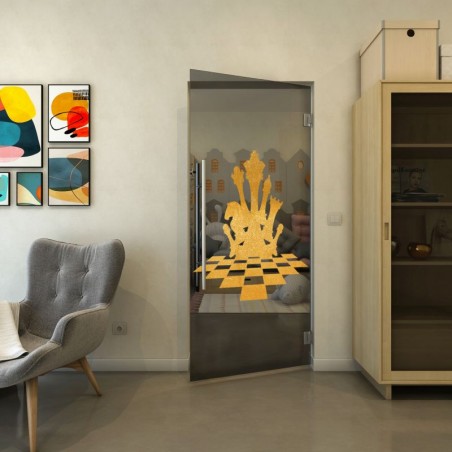 Pendeltür - Fineprint Model 136 Gold auf Grauglas