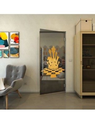 Pendeltür - Fineprint Model 136 Gold auf Grauglas