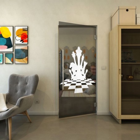 Pendeltür - Fineprint Model 136 Weiss auf Grauglas