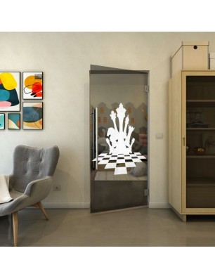 Pendeltür - Fineprint Model 136 Weiss auf Grauglas