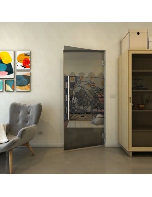 Pendeltür - Fineprint Model 137 Schwarz auf Grauglas